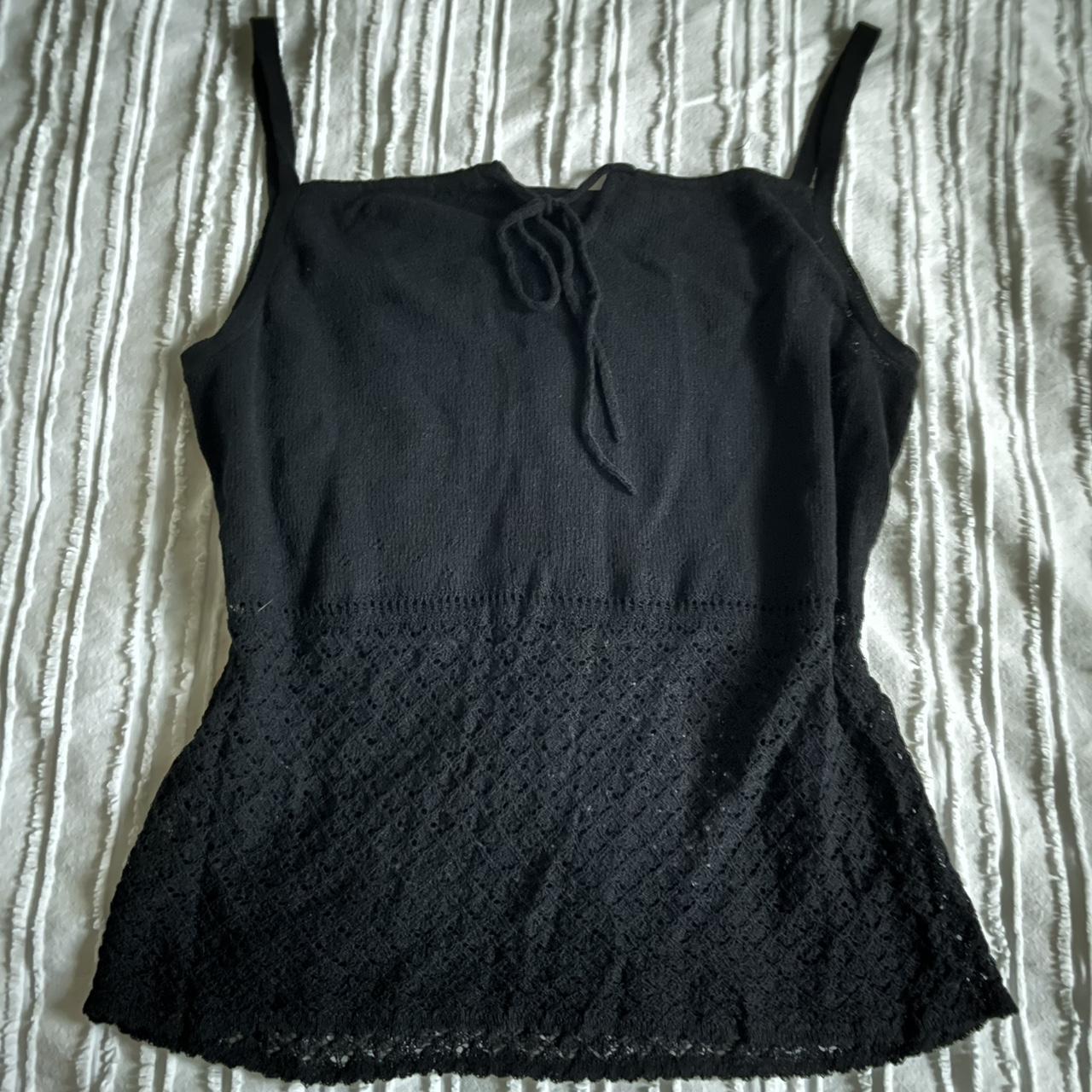 Vintage Tank Top Size Small Y2K black tank top with - Depop