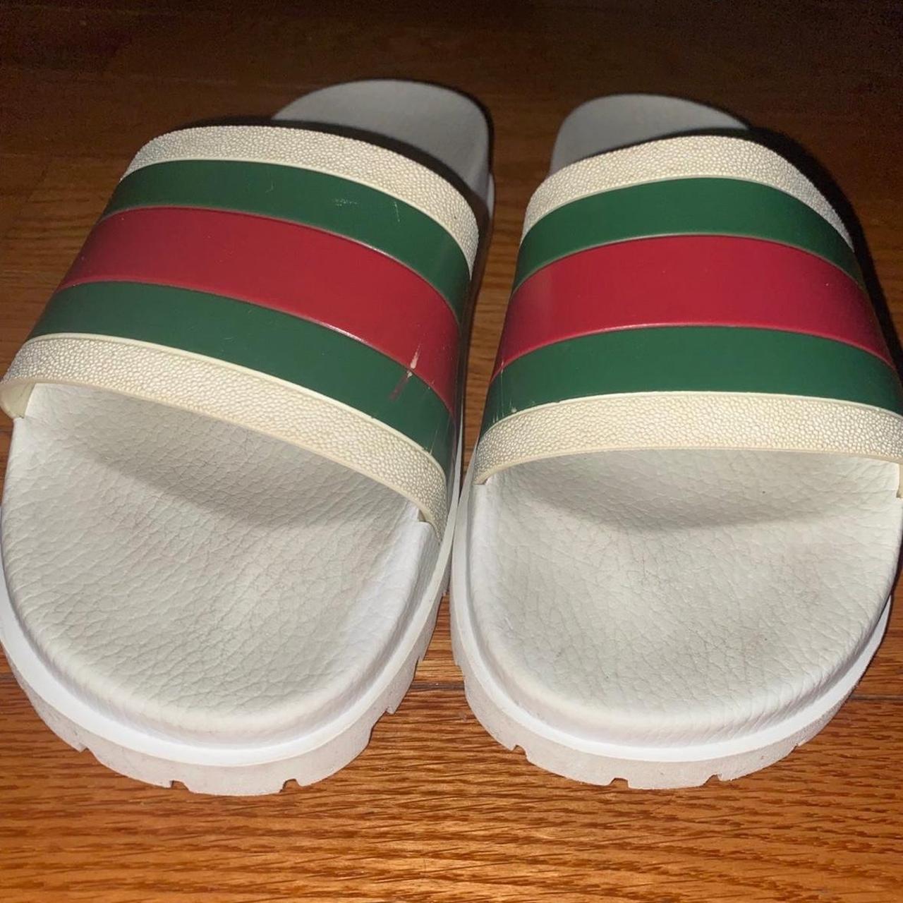 White red and green sales gucci slides