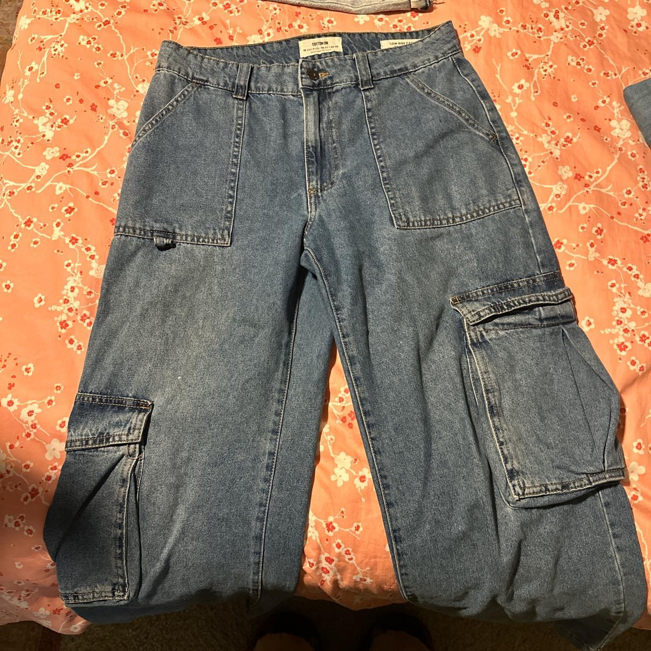 low rise cargo denim jeans Depop