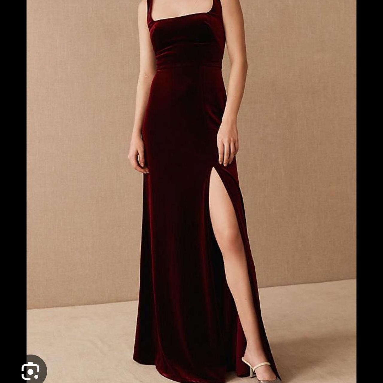 Jenny Yoo Mara Stretch Velvet (Dark Berry) *hemmed... - Depop