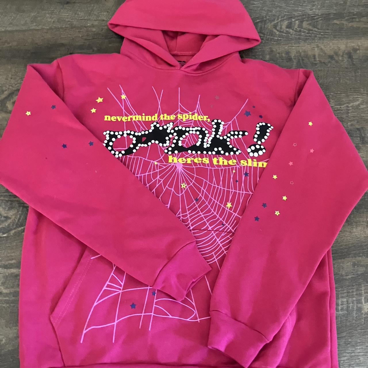 Pink hoodie with online yellow sleeves