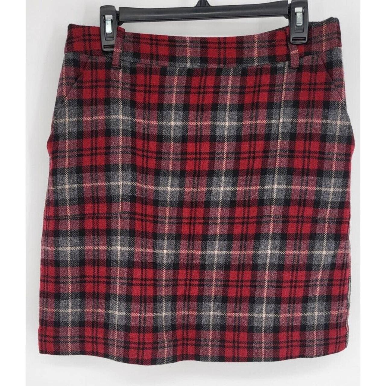 Eddie bauer outlet wool plaid skirt