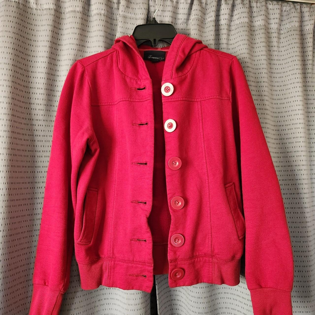 Red Forever21 Jacket Coat with Hood and Buttons outlet