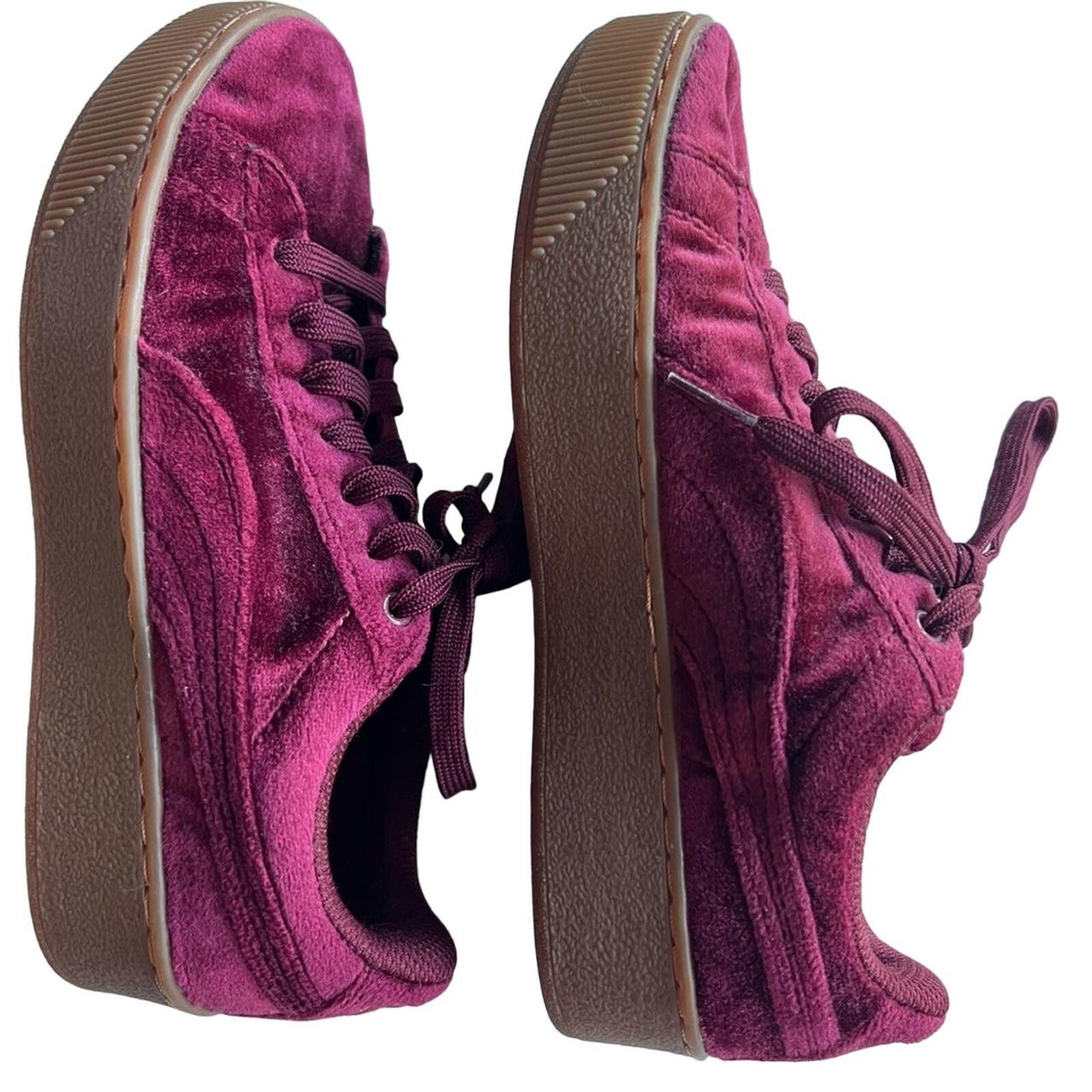 Puma red wine velvet platform sneaker. Great