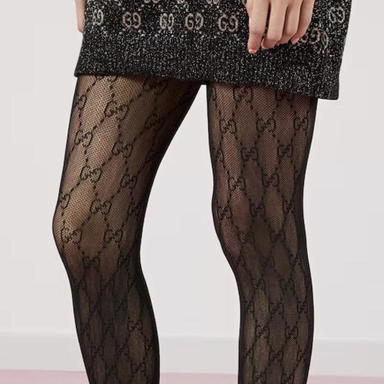 Gucci ethnographic logo tights black