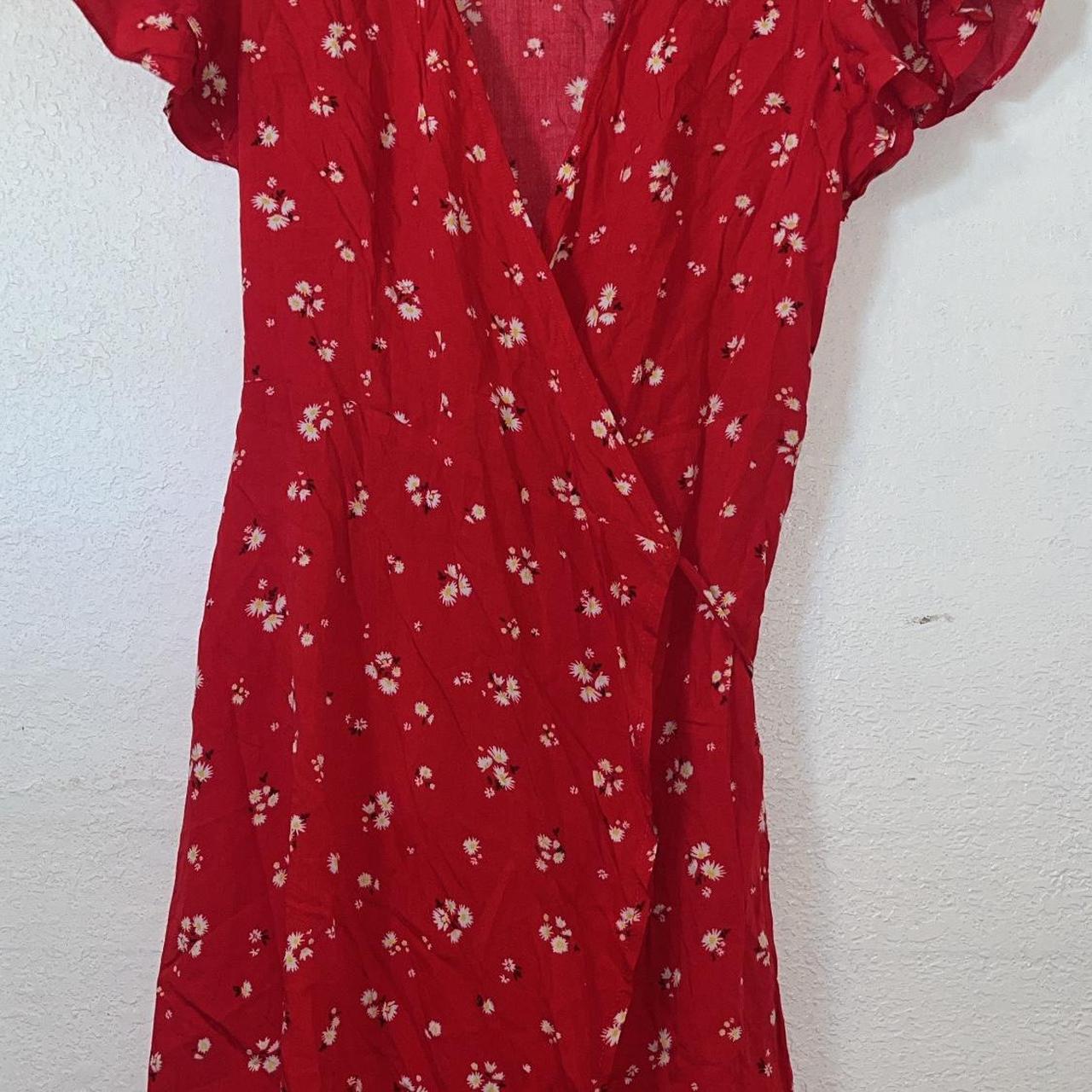 Mi Ami Wrap Dress Red Floral Ruffle Sleeve sz S NWT - Depop