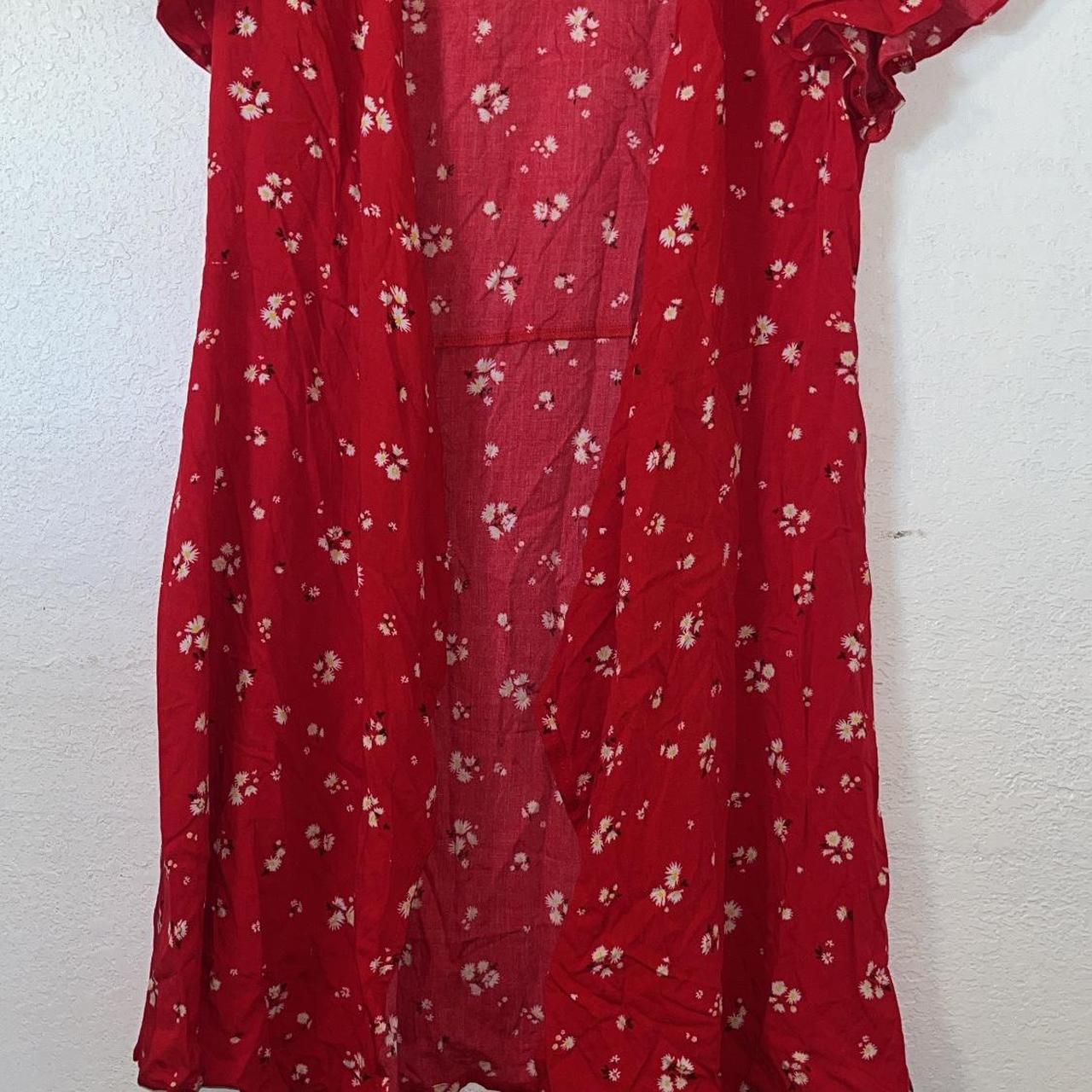 Mi Ami Wrap Dress Red Floral Ruffle Sleeve sz S NWT - Depop