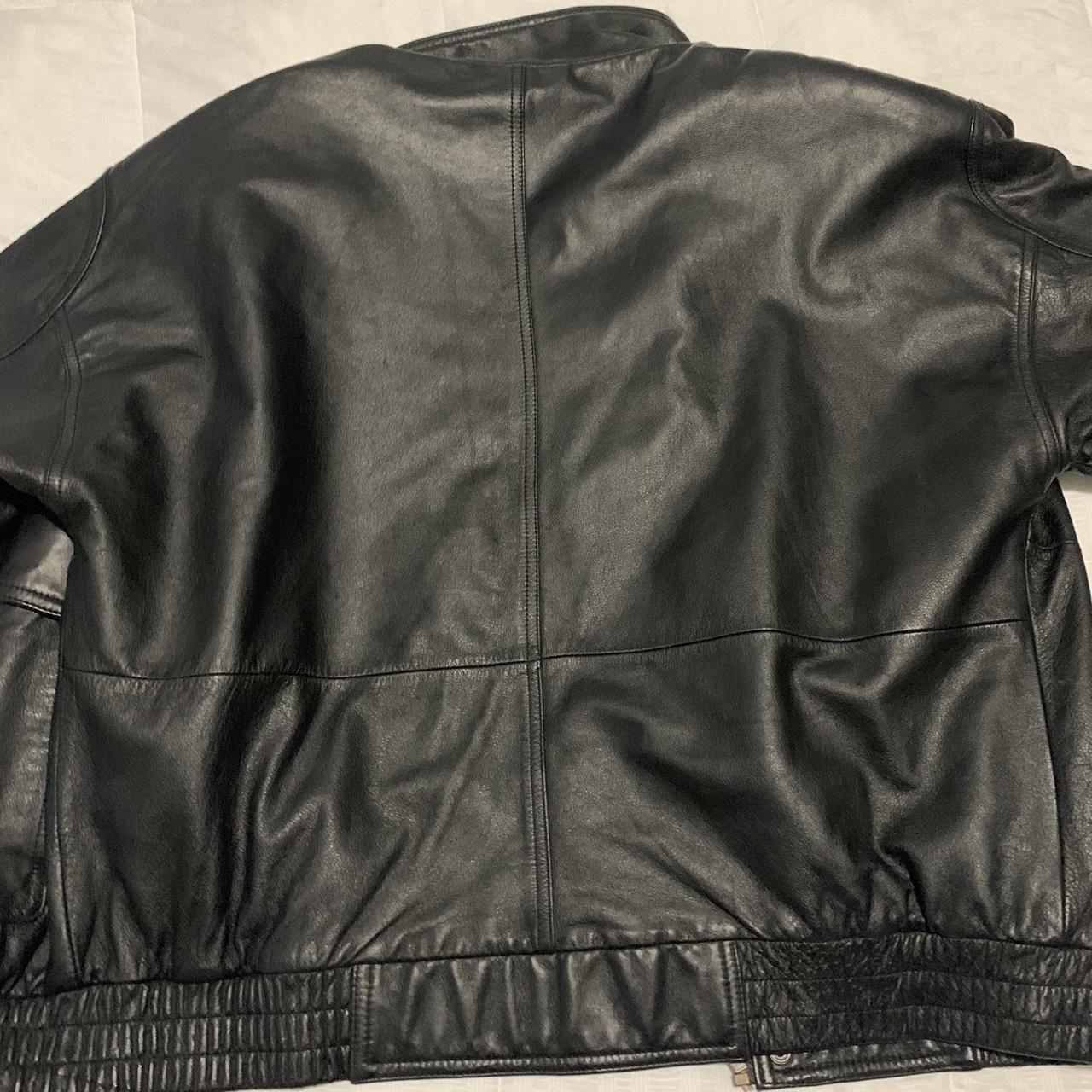 vintage oversized genuine leather jacket - Depop