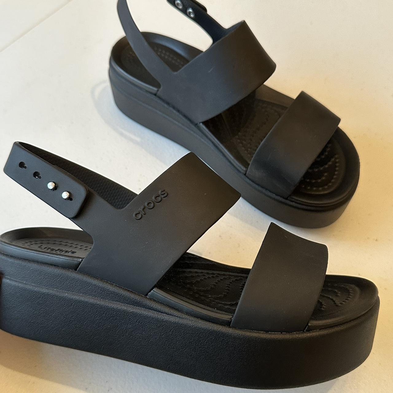 Black Womens Brooklyn Platform Wedge Sandal | Crocs | Rack Room Shoes