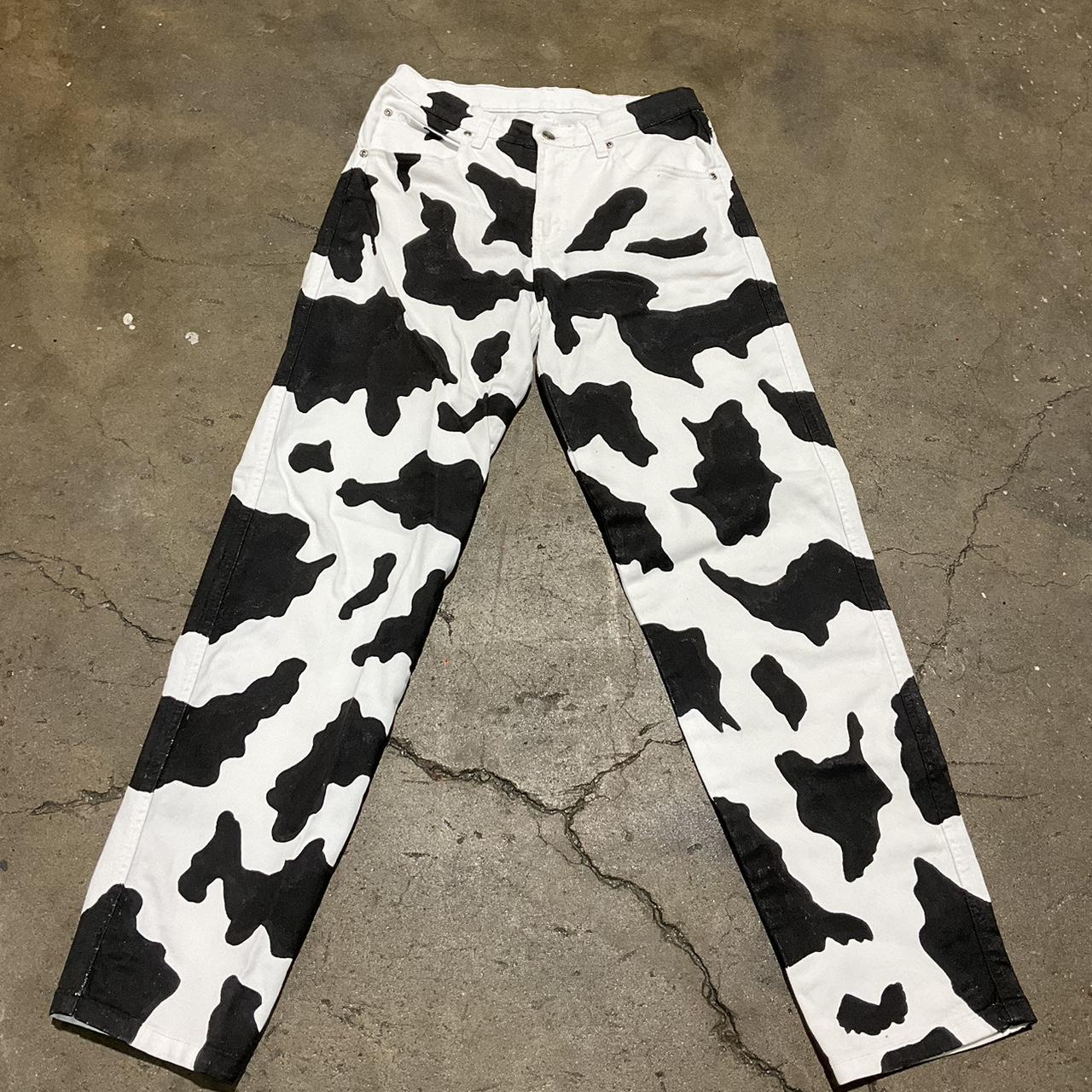 Cow Print High Waist Denim Pants | Garmentory