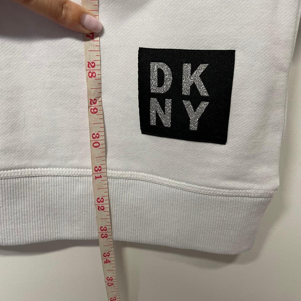 DKNY Sport Logo Patch Sneaker Dress White Sweatshirt - Depop