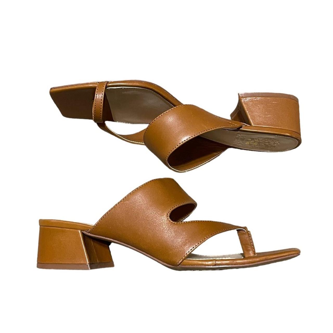 Vince Camuto Fissana Leather Asymmetrical Block Heel Slide Sandals