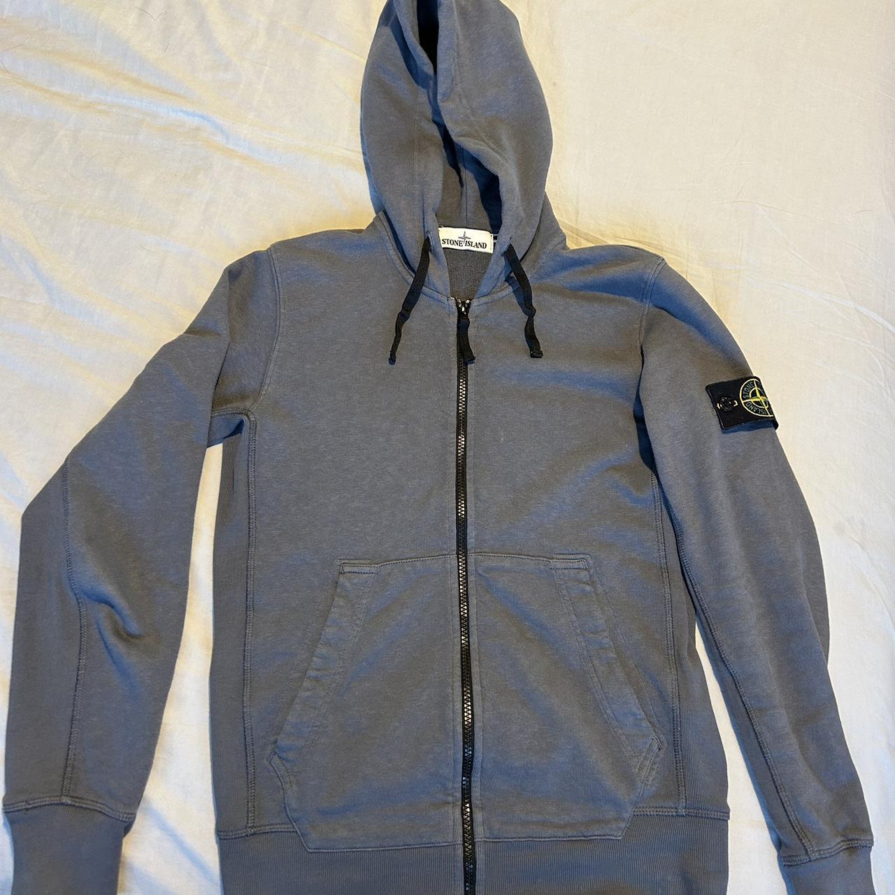 Stone island zip hoodie on sale grey