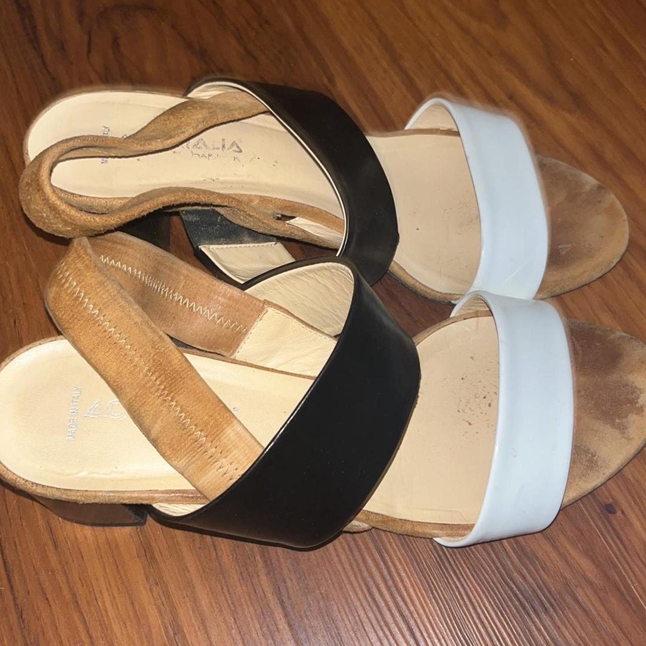 Black white and beige sandal Two straps across Depop