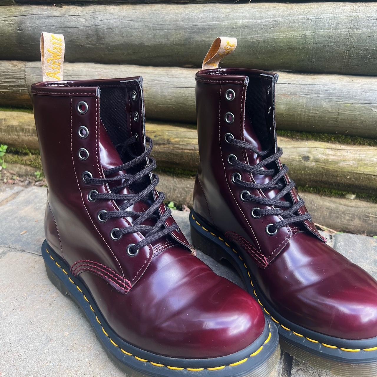 Vegan Doc Martens Cherry Red 1460 Lace Up Boots deals