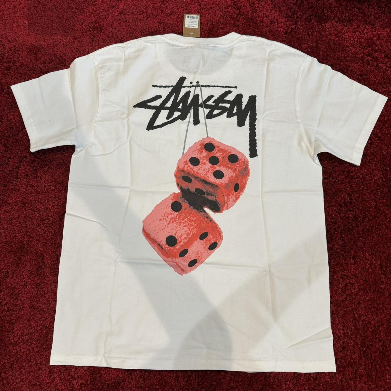 Stüssy Fuzzy Pink Dice White tshirt. New T-shirt.... - Depop