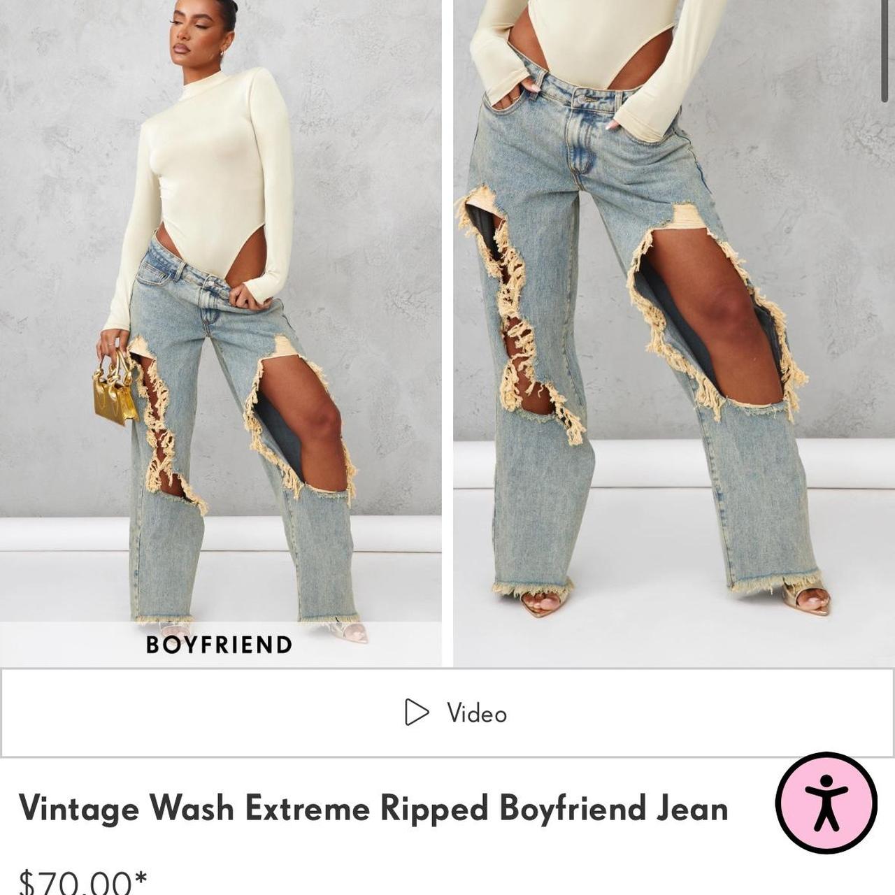 Vintage Wash Extreme Ripped Boyfriend Jean