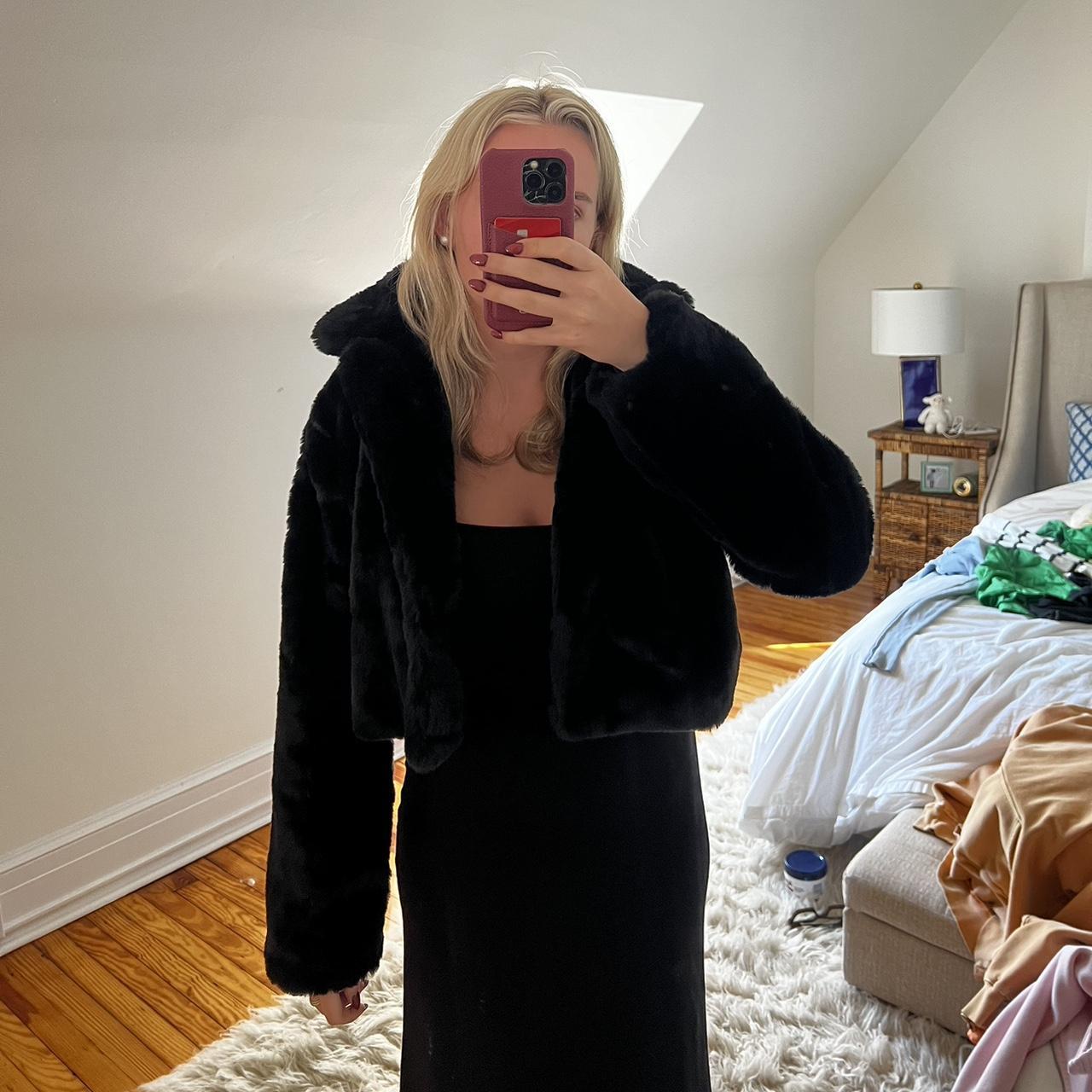 Black fur coat forever 21 hotsell