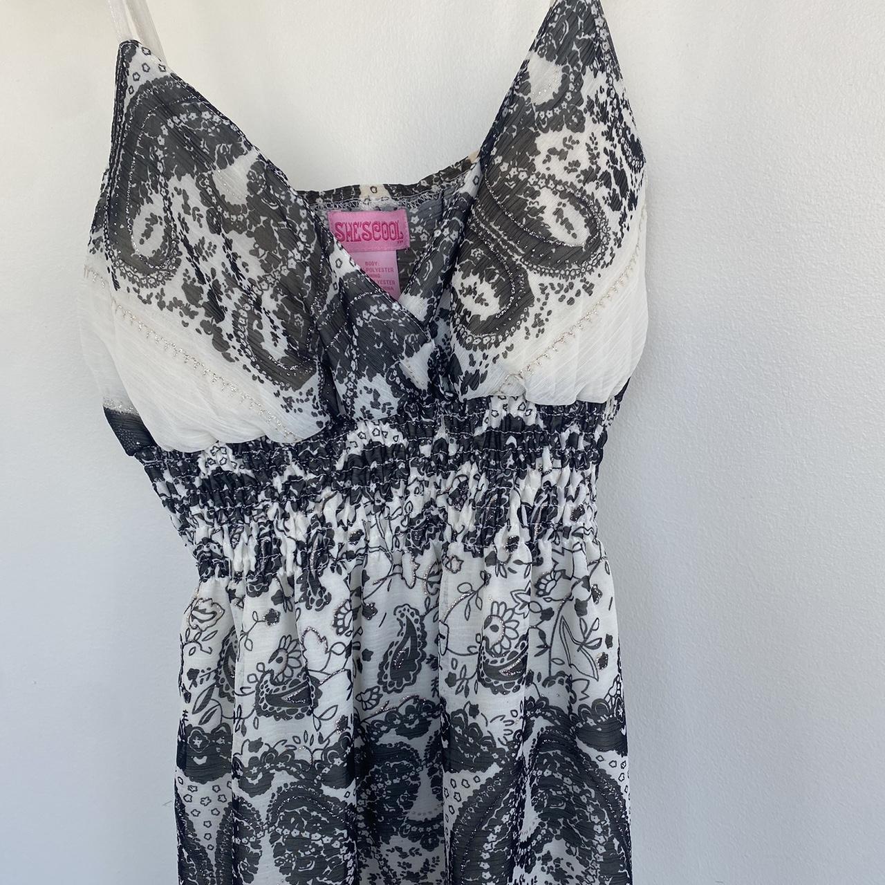 Vintage Y2K black & white paisley maxi dress 🤍... - Depop
