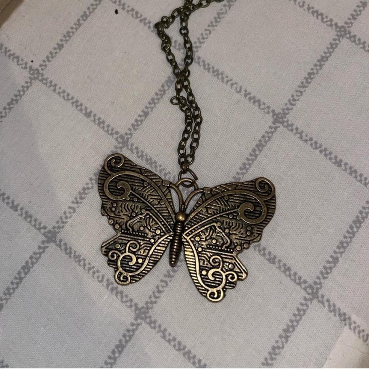 Kohl’s Butterfly Dark Gold Necklace Chain Length:... - Depop