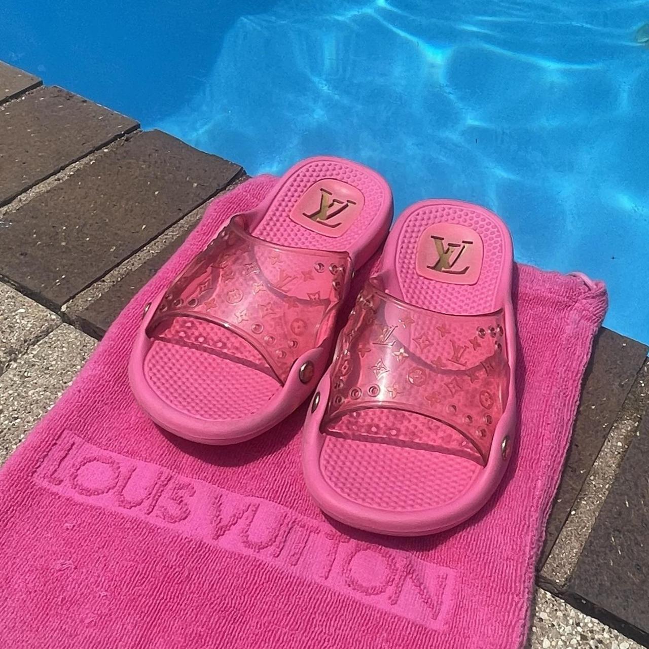 Vintage Louis Vuitton pool slides. Stepped in sticky - Depop