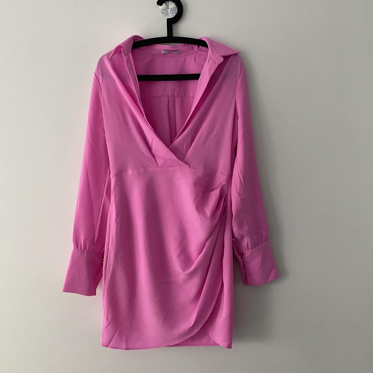 Bright pink long sleeve dress. Worn once. Purchased... - Depop