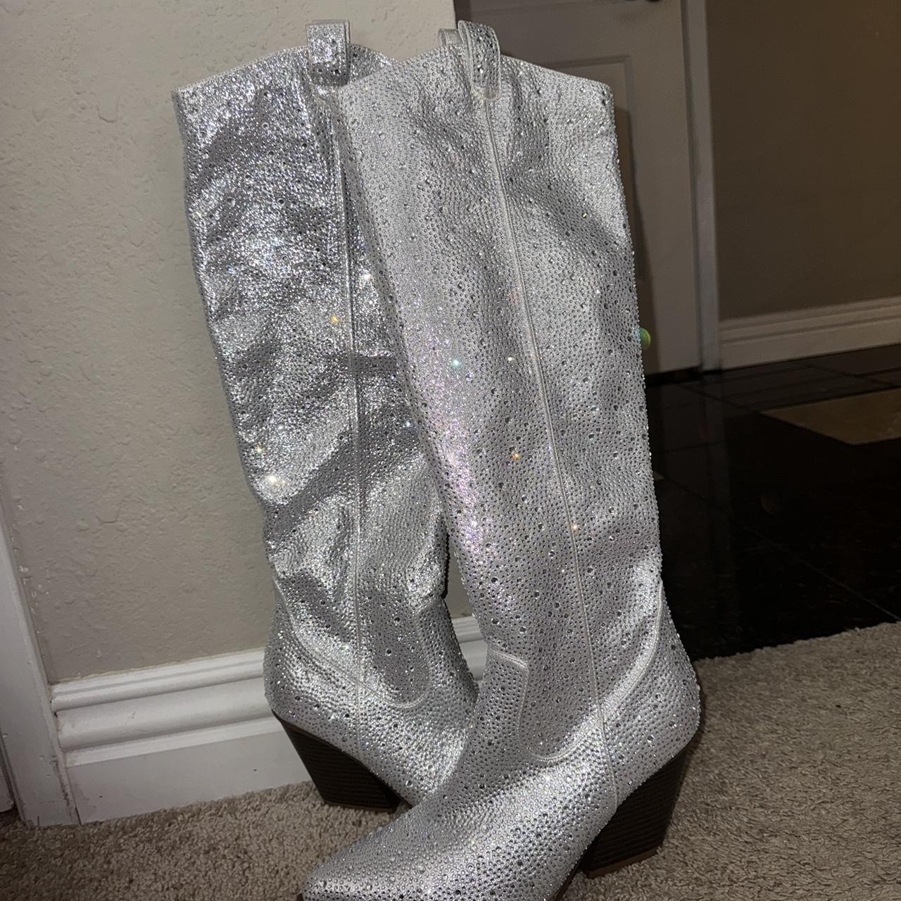 silver rhinestone boots