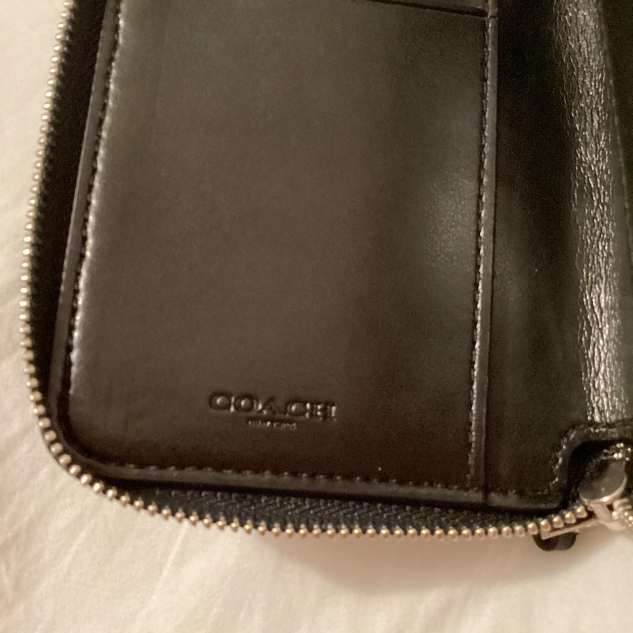 Coach Blue Denim Wallet Black Leather Inside Sliver... Depop