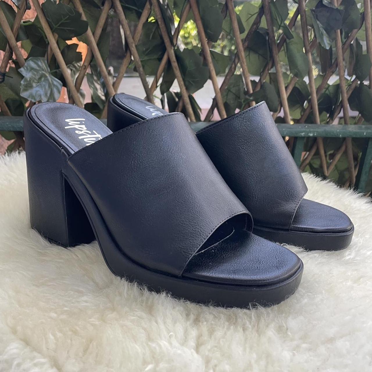 Chunky Y2K platform heel Lipstik black slides Aus 8 Depop
