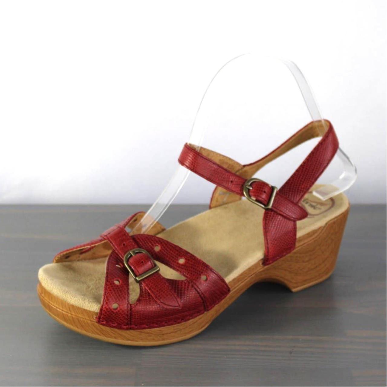 Dansko Cutout Strappy Buckle Sandals in Red... - Depop