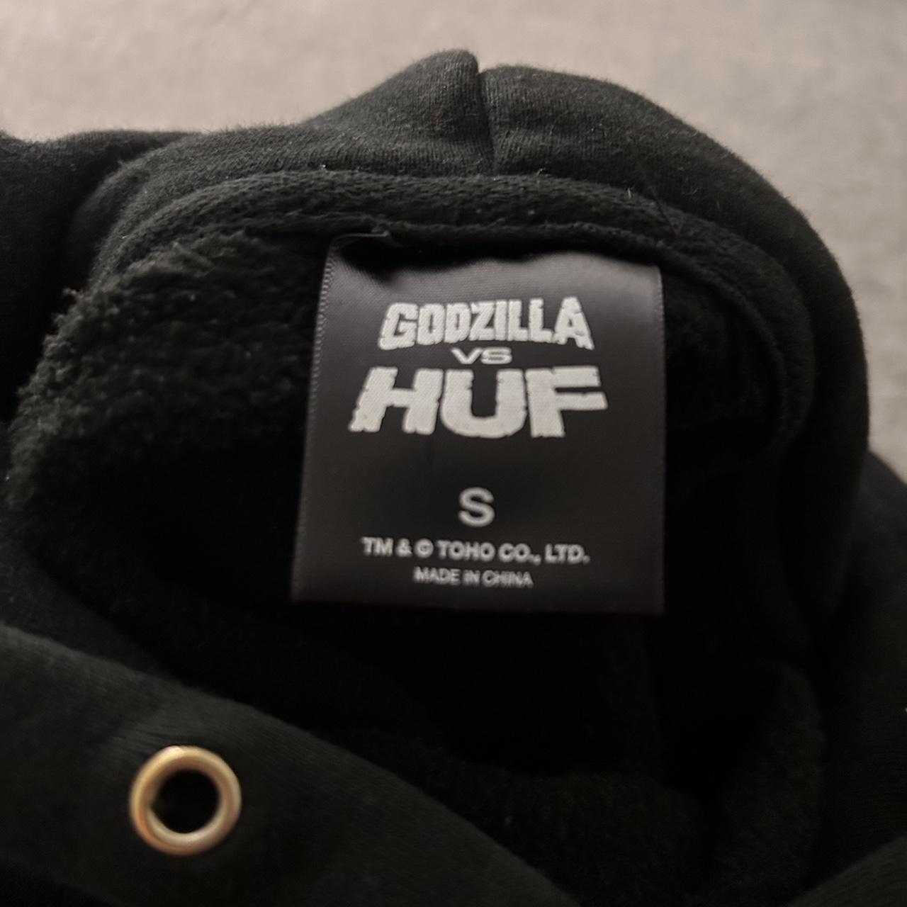 godzilla/huf hoodie-black-graphic hoodie-S but fits... - Depop
