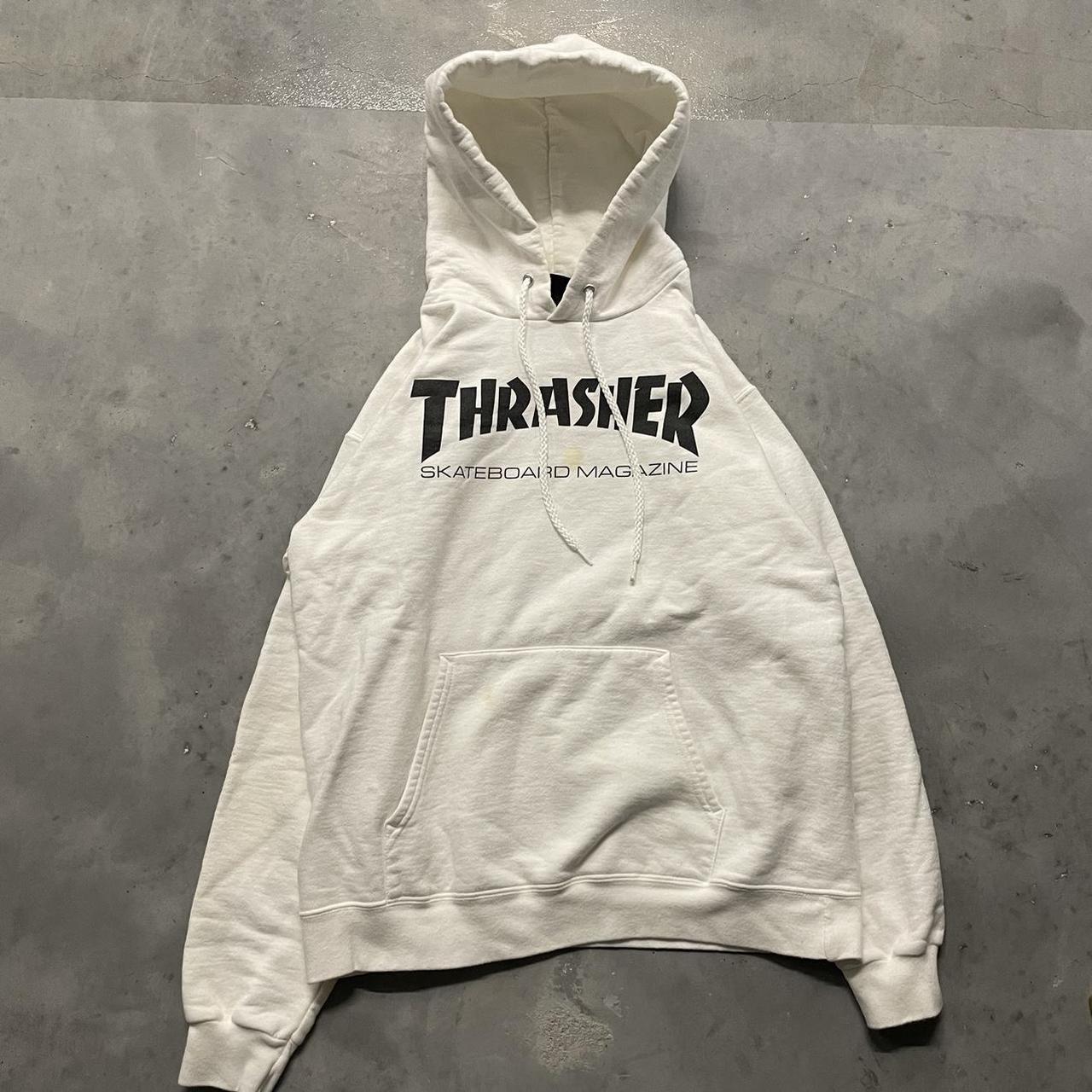 Beige thrasher online hoodie