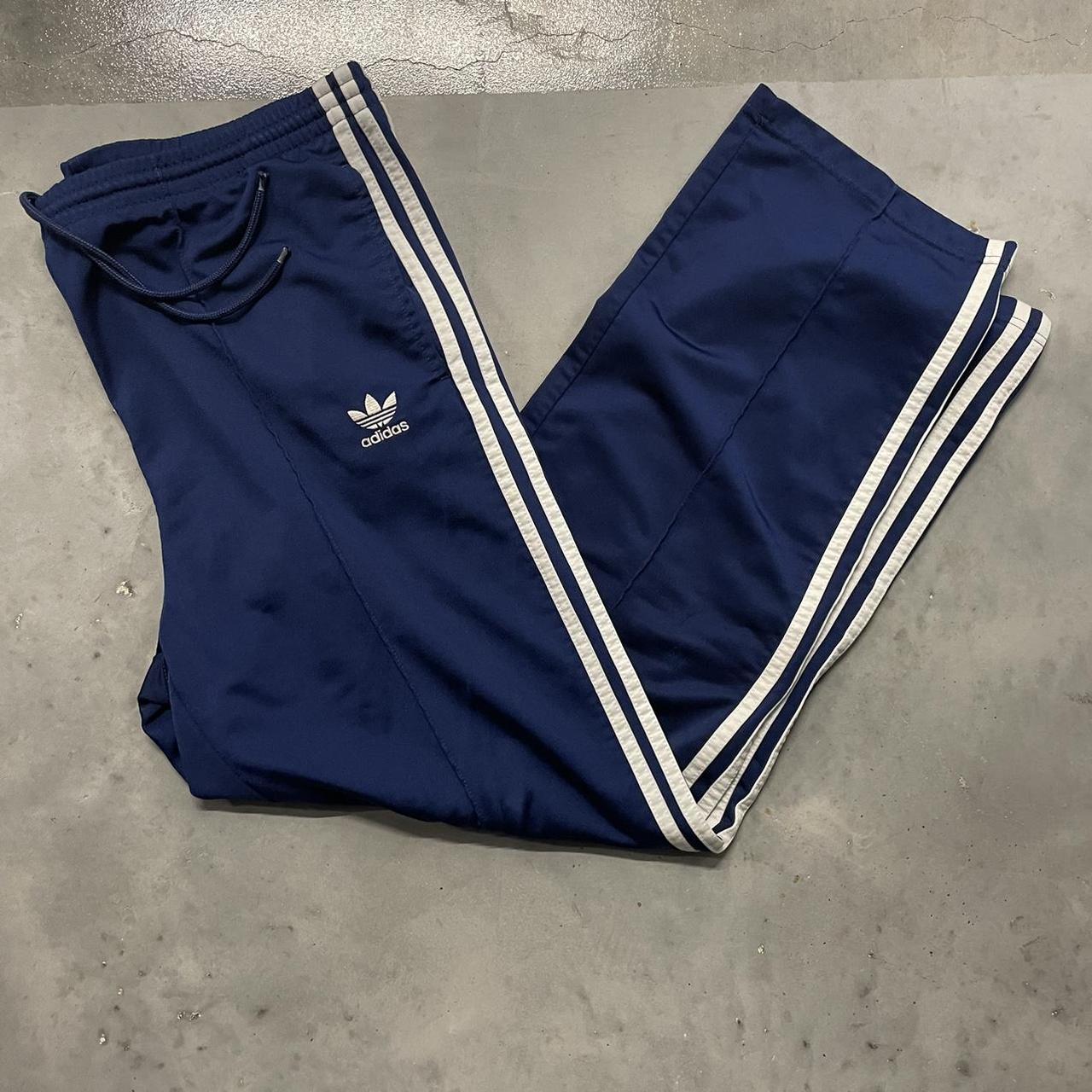 Vintage/y2k all blue/white “Adidas” sweatpants with... - Depop