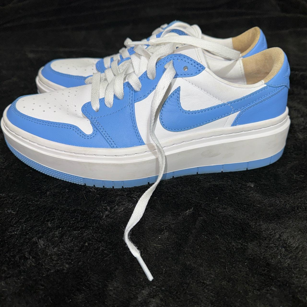 Blue and white low top platform air forces will be... - Depop