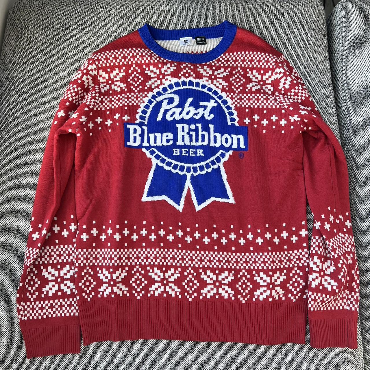 Pabst Blue Ribbon Beer PBR Ugly Christmas Sweater... - Depop