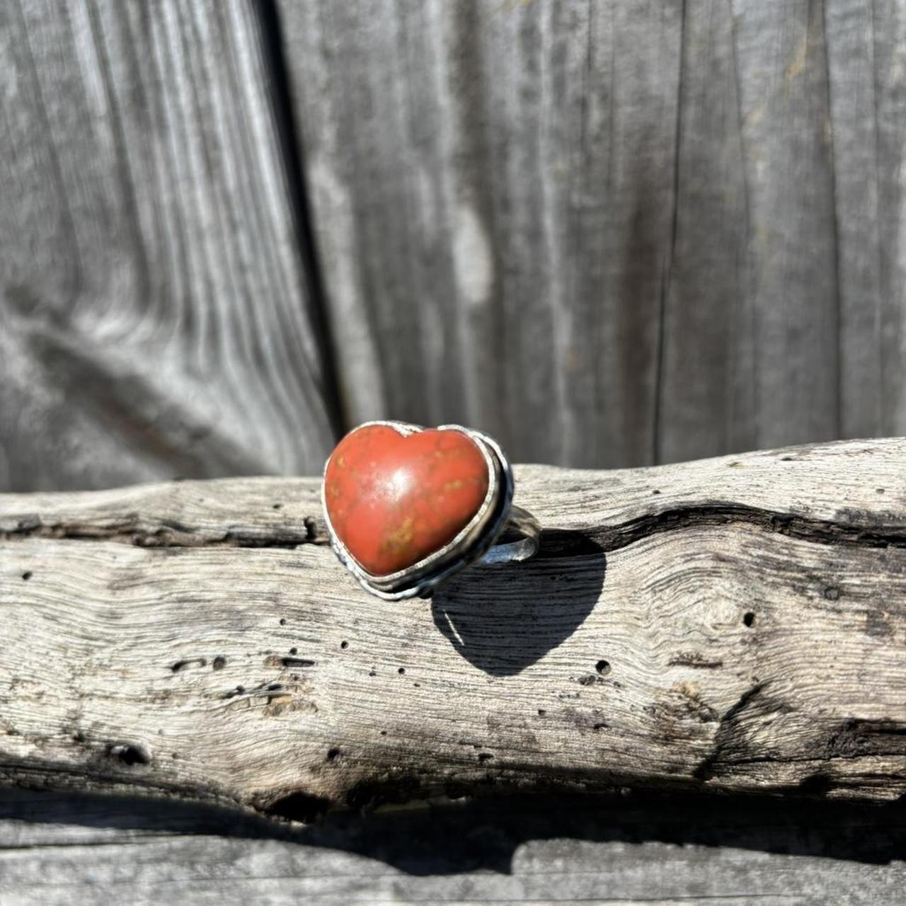 Women's Ring - Silver/Multi – Red orange carnelia… - image 2