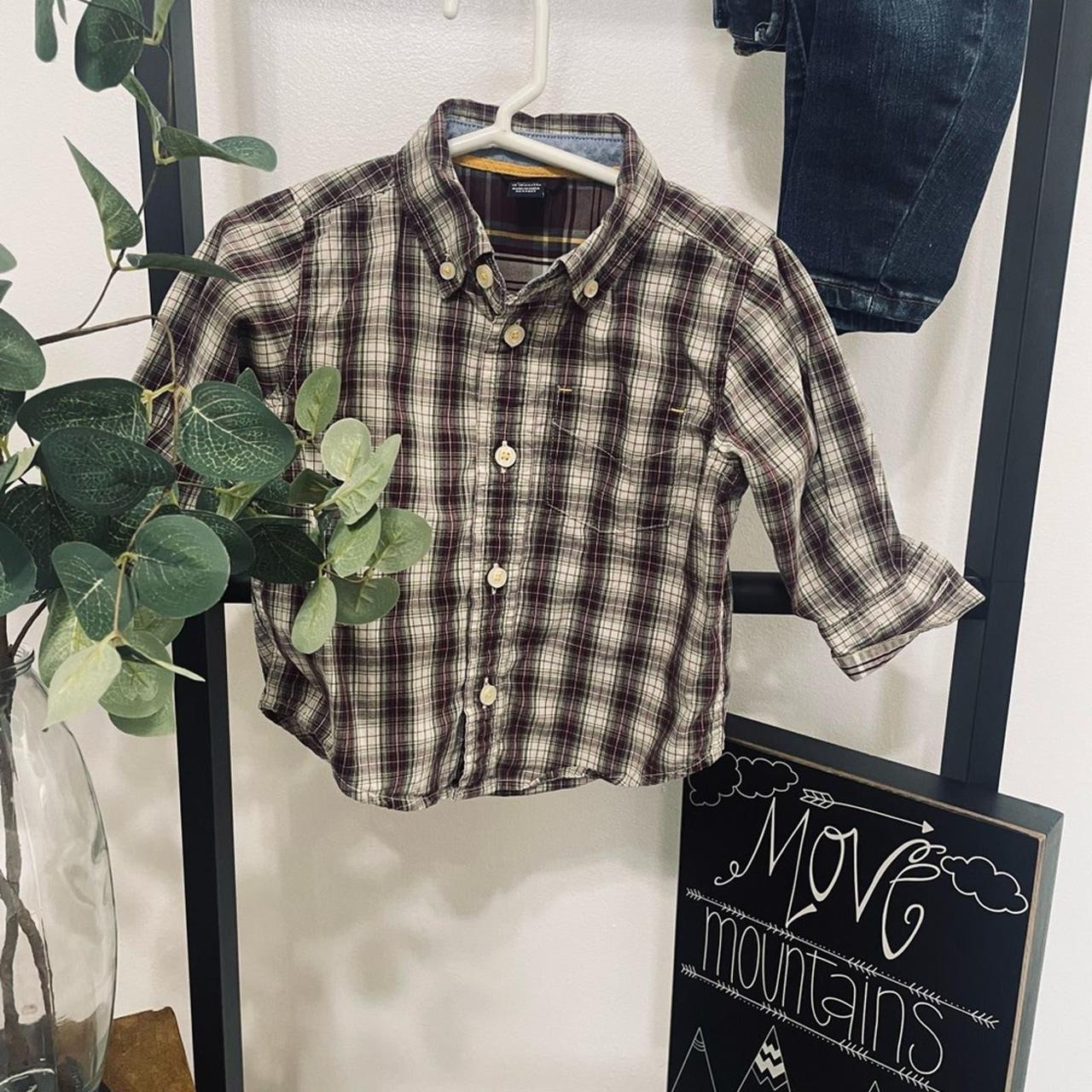 Baby Gap Toddler Boys Multicolored Plaid Long... Depop