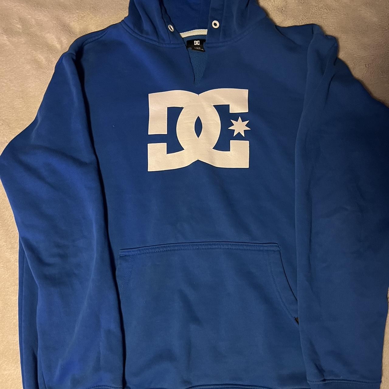 Blue DC Skate Hoodie size L V rip collar Depop