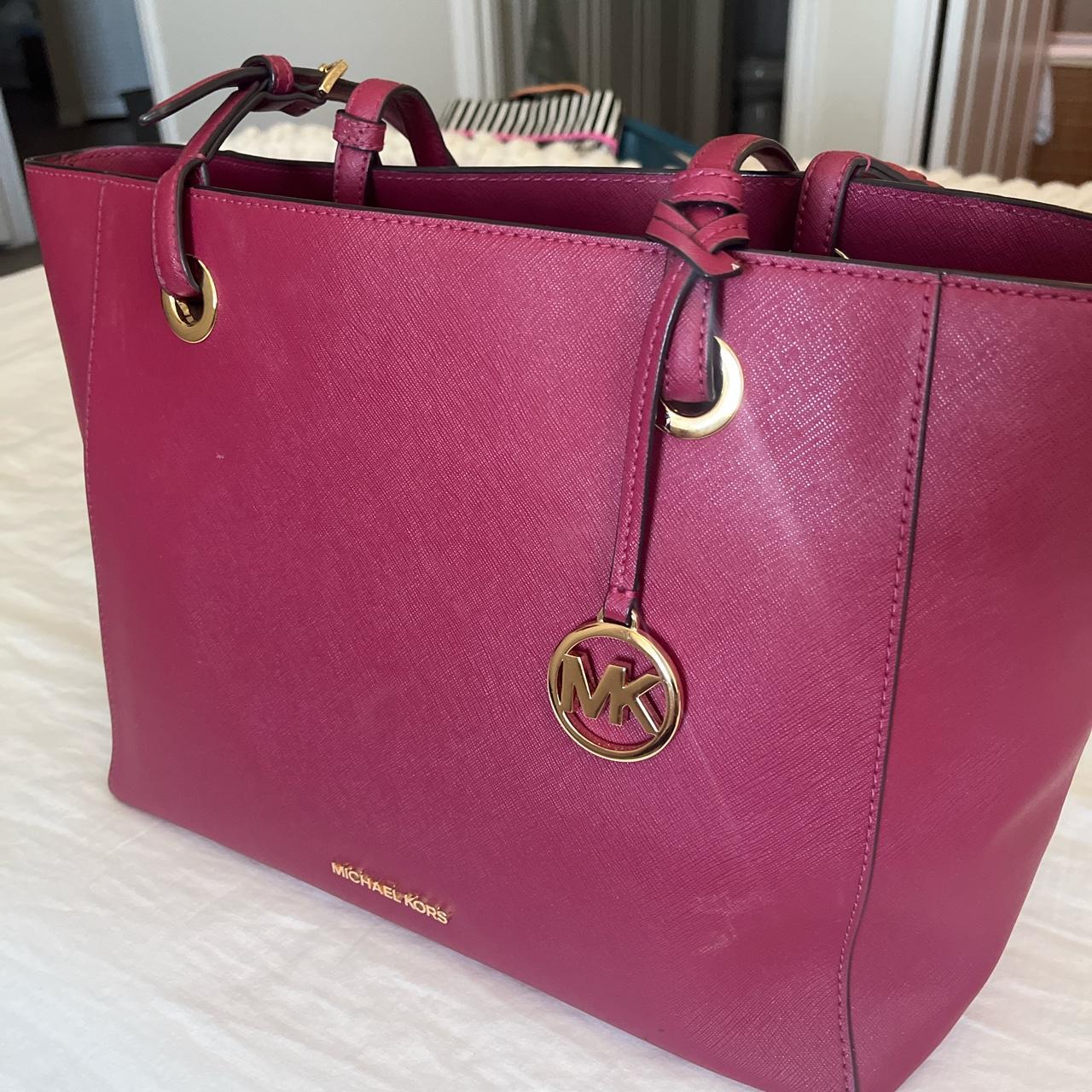 beautiful berry colored michael kors purse this... - Depop