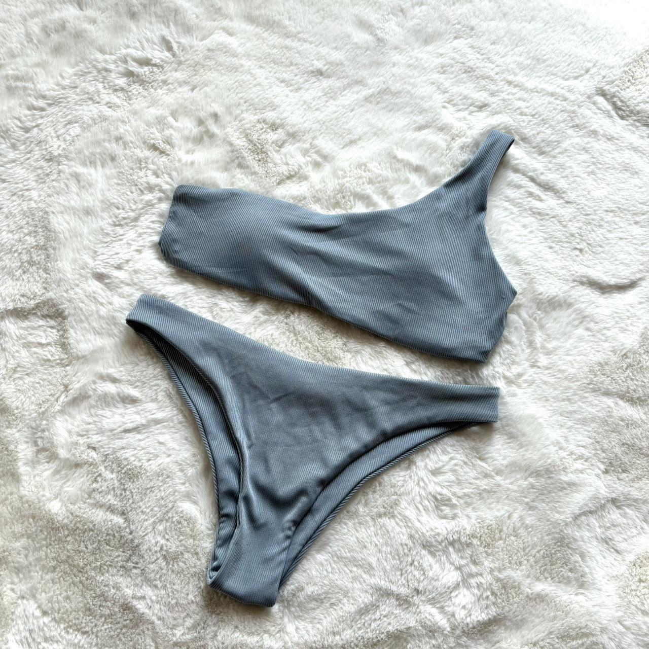 SHEIN blue/gray single strap bikini set Does not... - Depop