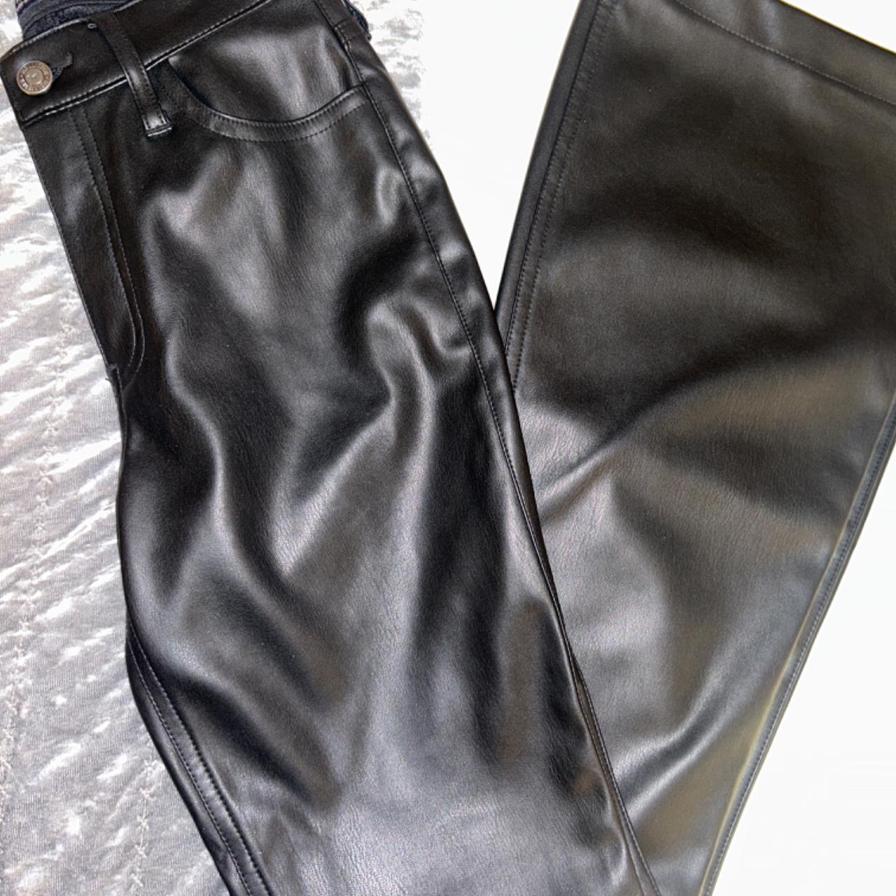 Leather flare Hollister pants! Size 00R W23/ fits 0 - Depop