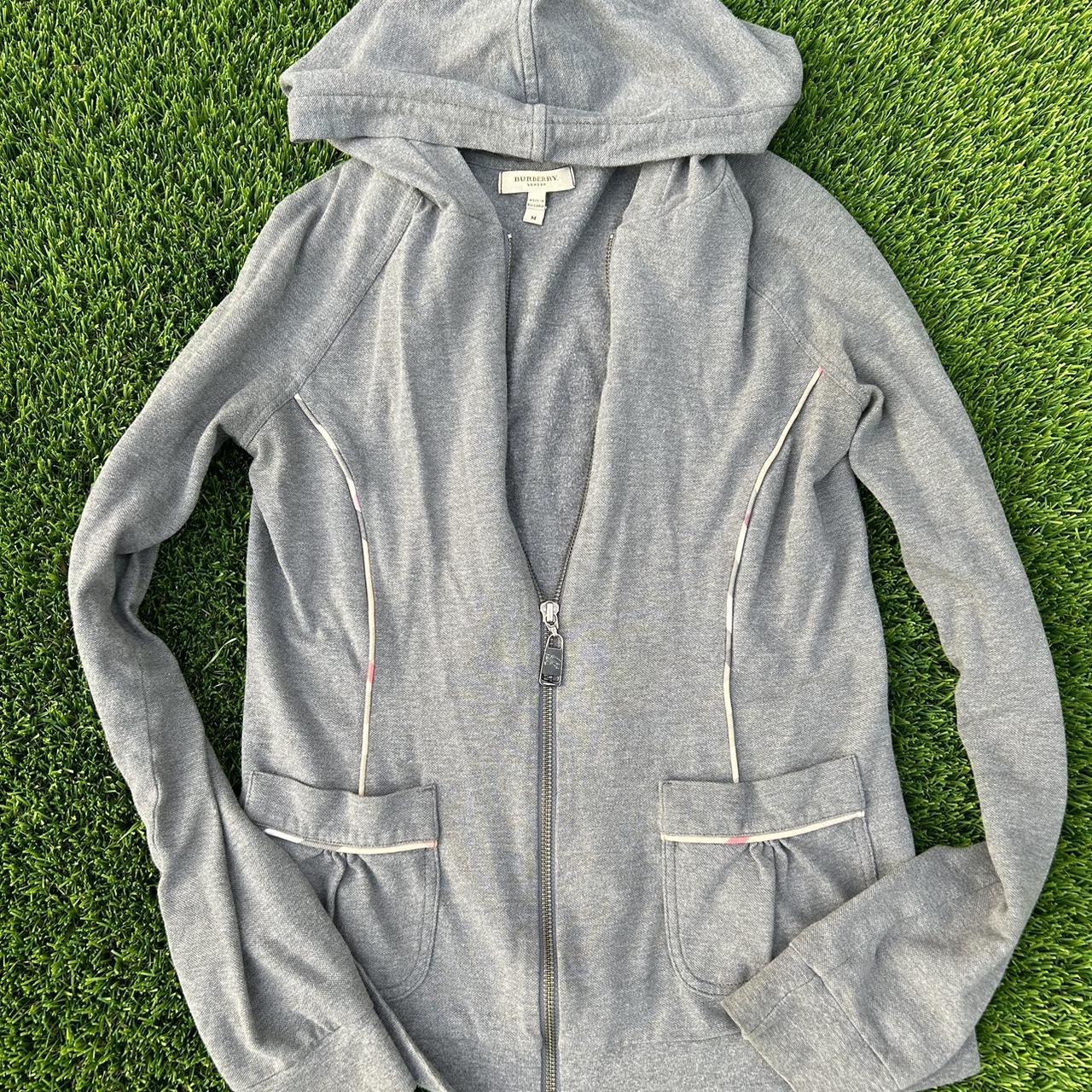 Authentic Women's Gray Burberry zip up hoodie Depop