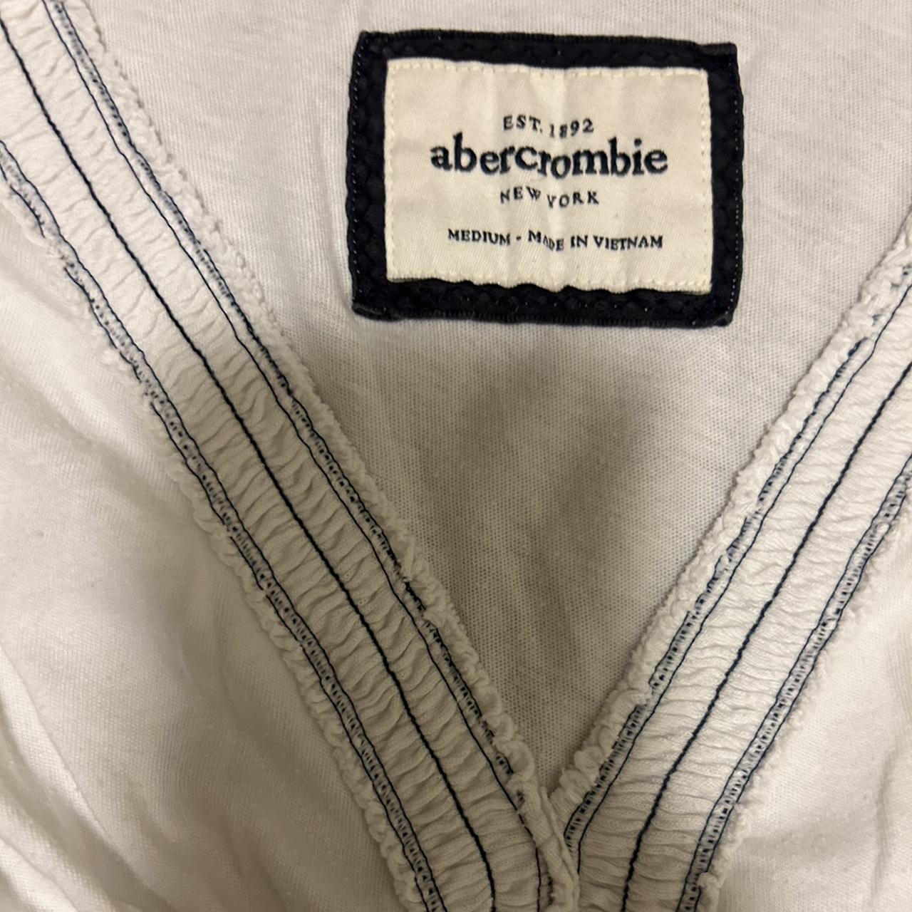 Abercrombie babydoll top White with navy blue seam... - Depop