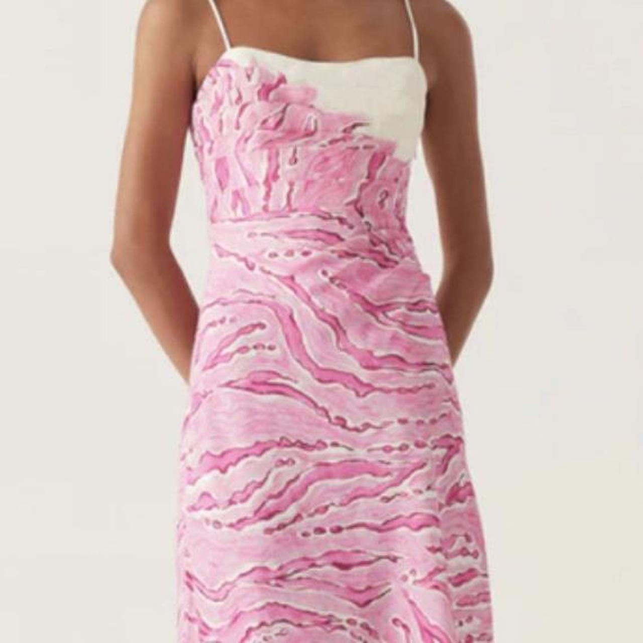 red orange midi dress