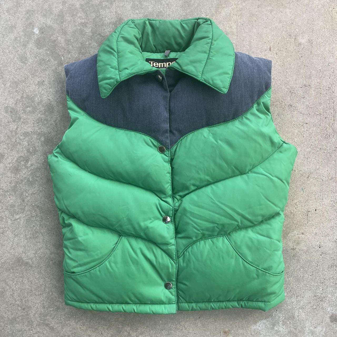 Rare green/denim 1970s Tempco down filled vest MADE... - Depop