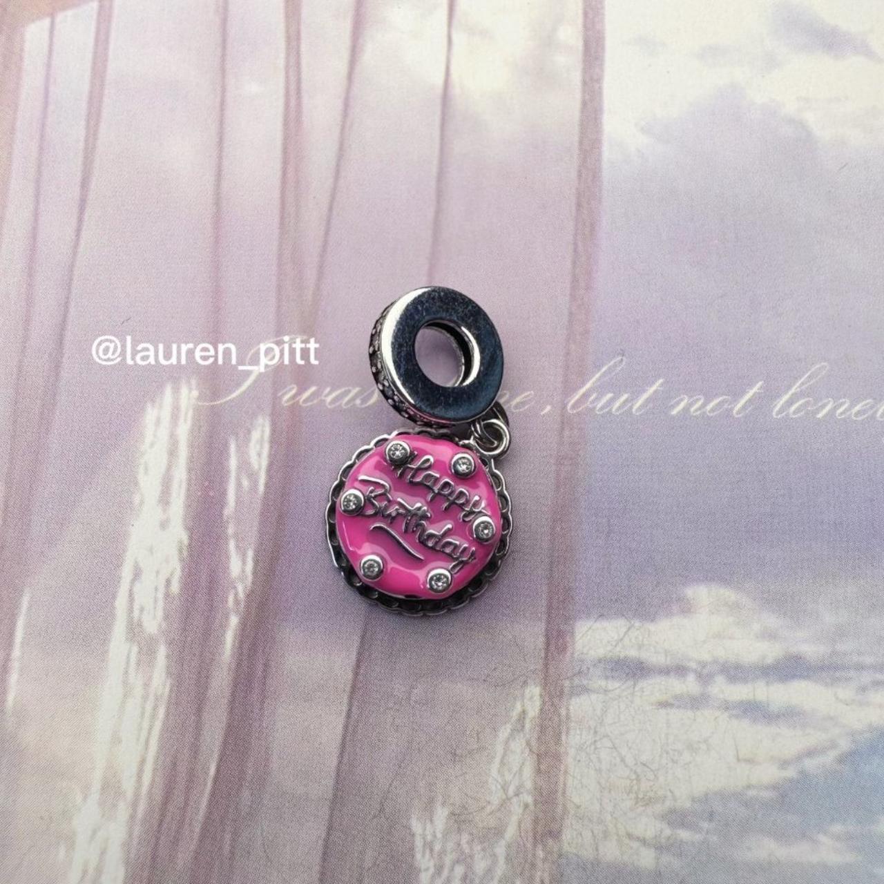 Pink Birthday Cake Dangle Charm, -Brand