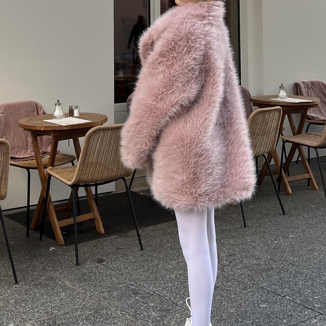 Mango pink fur coat best sale