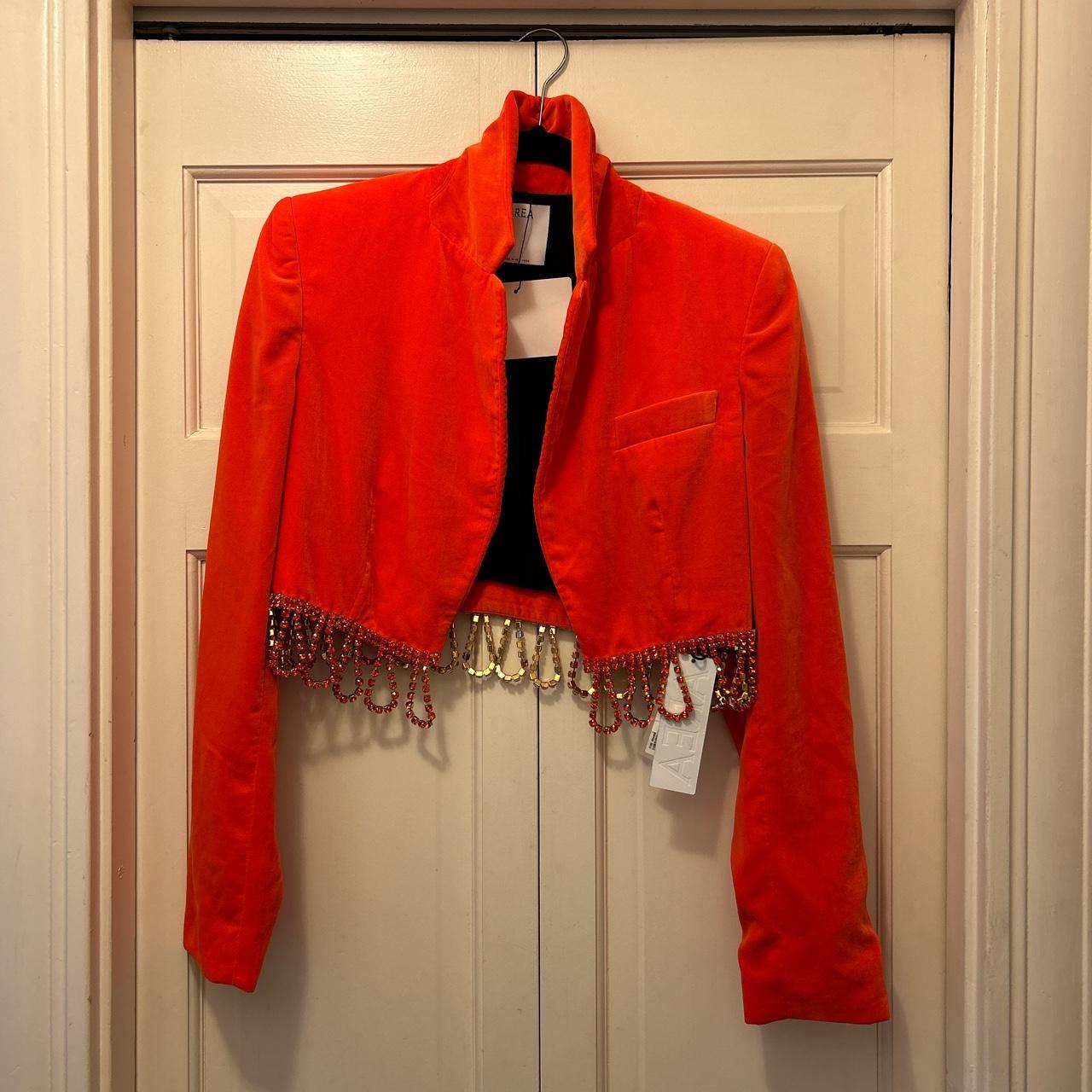 AREA NYC Fluo Orange Cropped Bolero Jacket Size