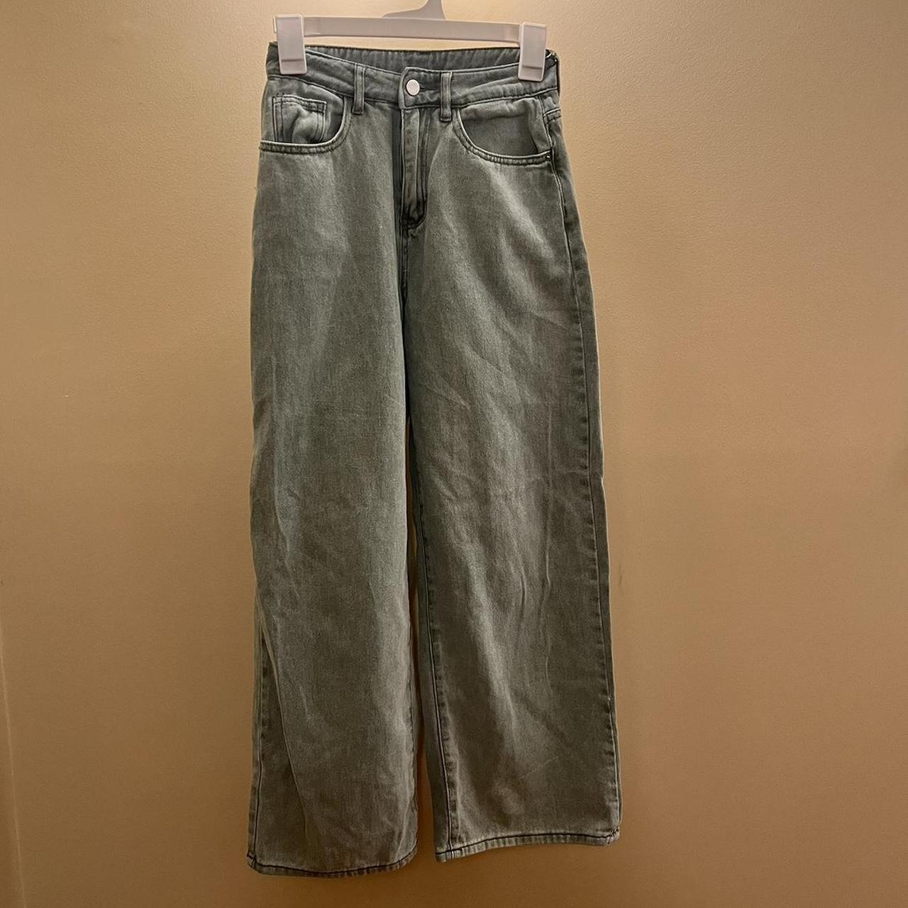 Sage green wide leg jeans, high waisted Depop