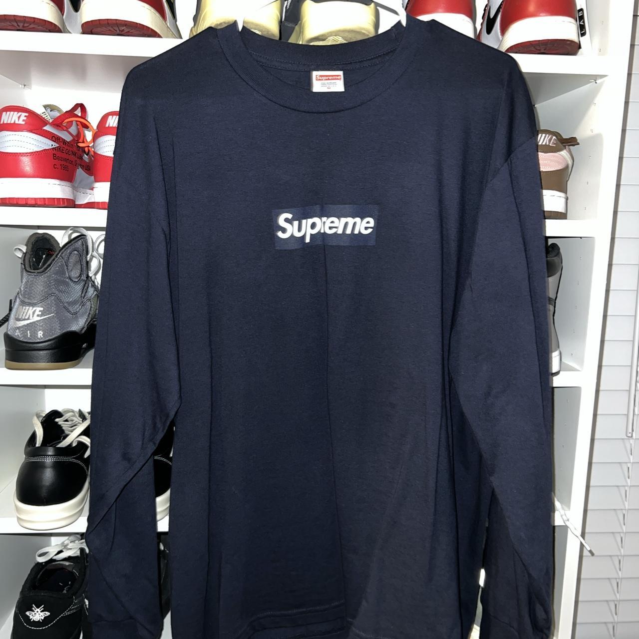 Supreme outlet Navy long sleeve box logo